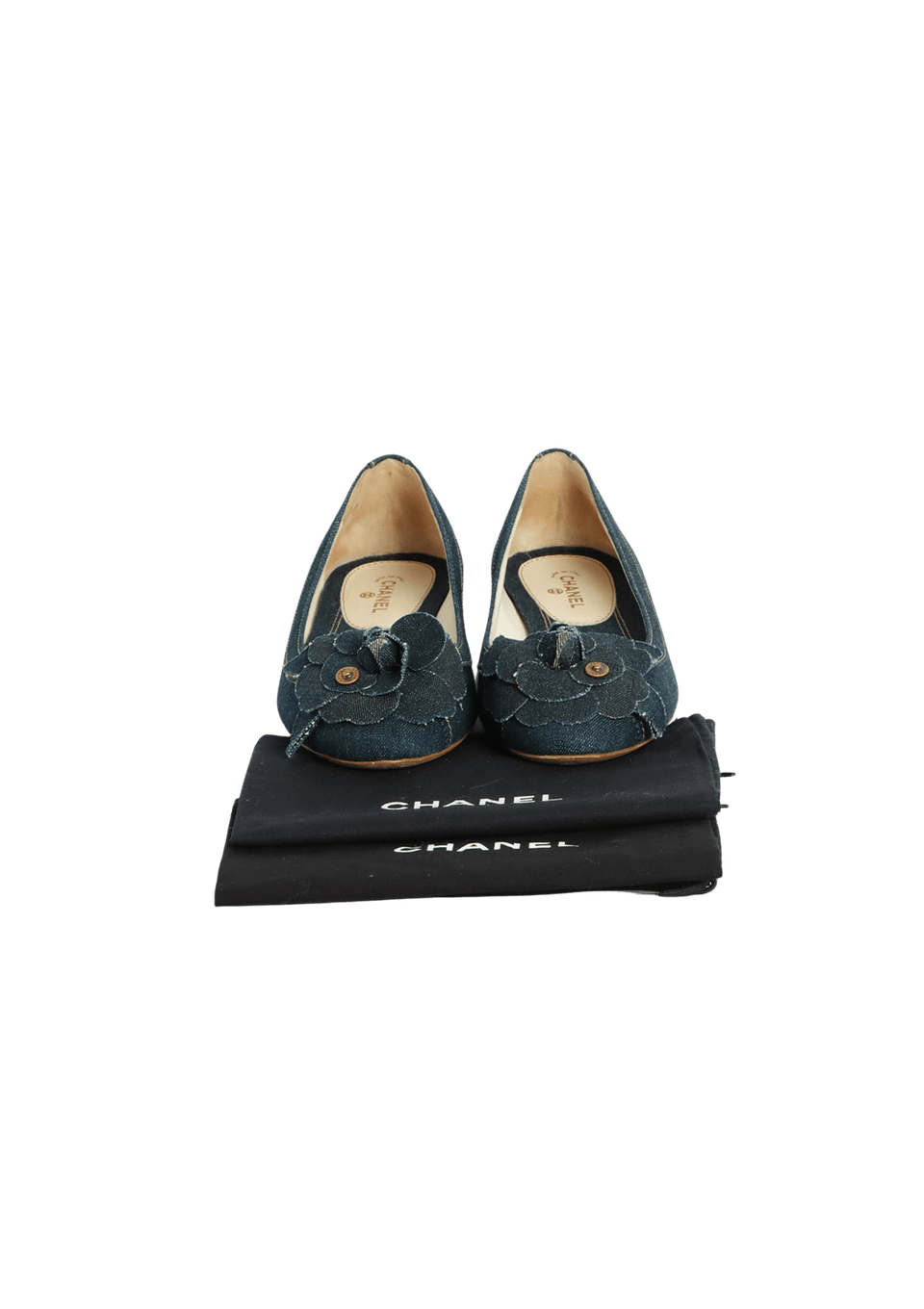 DENIM CAMELLIA BALLET FLATS