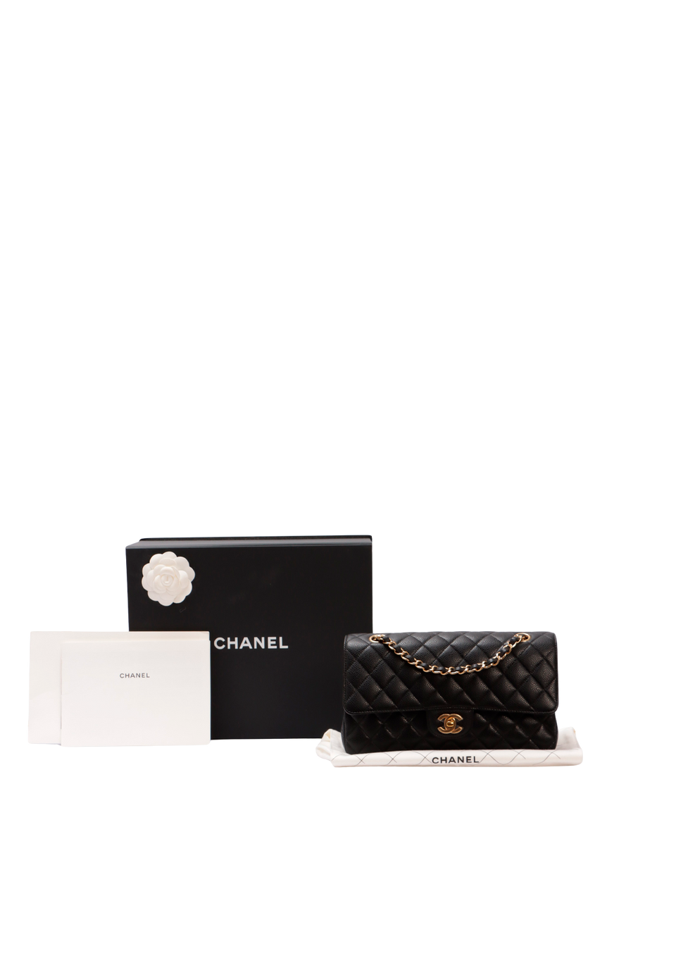 MEDIUM EAST WEST CLASSIC DOUBLE FLAP CAVIAR