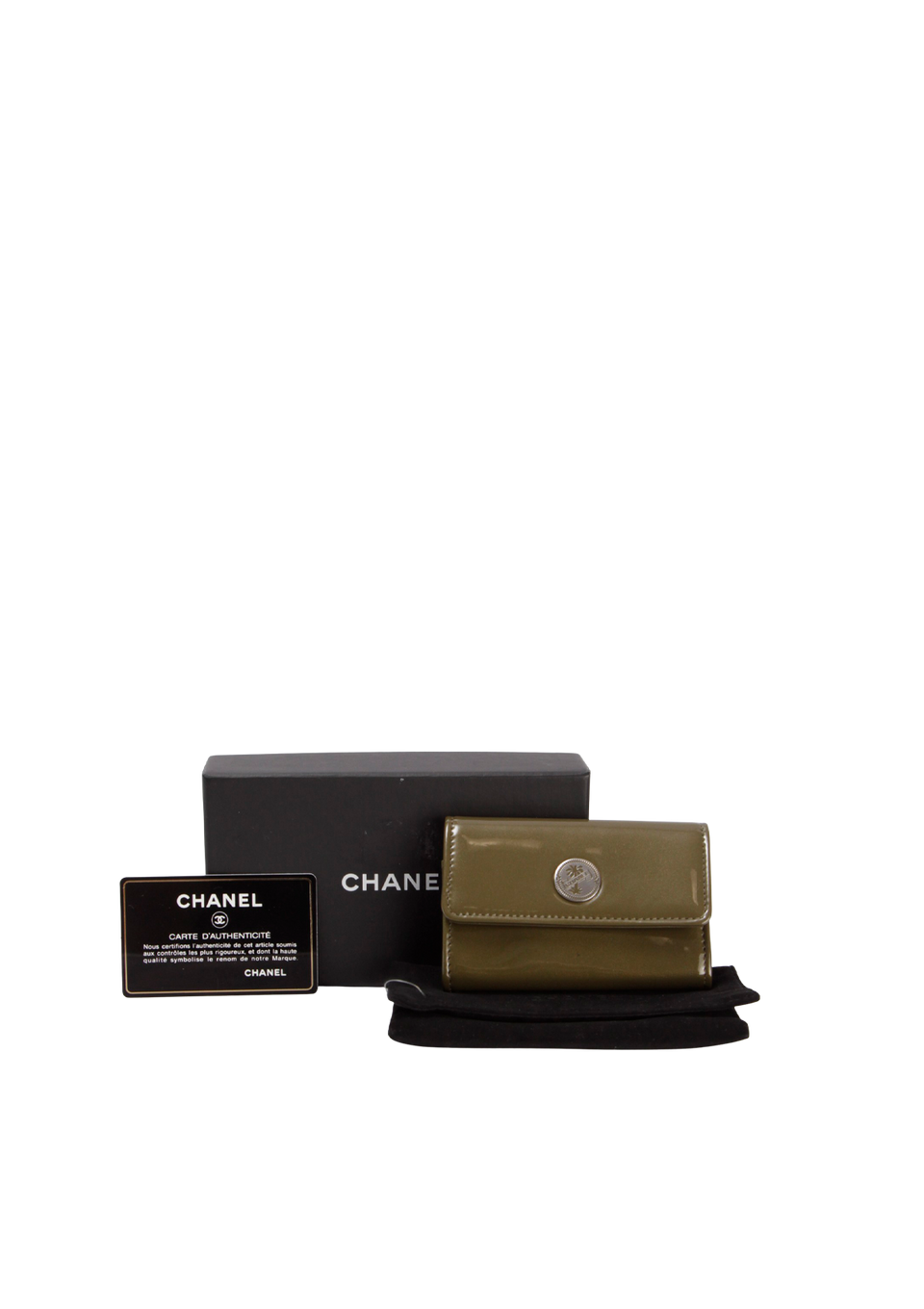 PATENT LEATHER FLAP WALLET