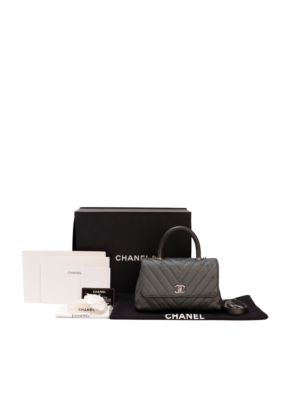 SMALL CHEVRON COCO HANDLE BAG CAVIAR