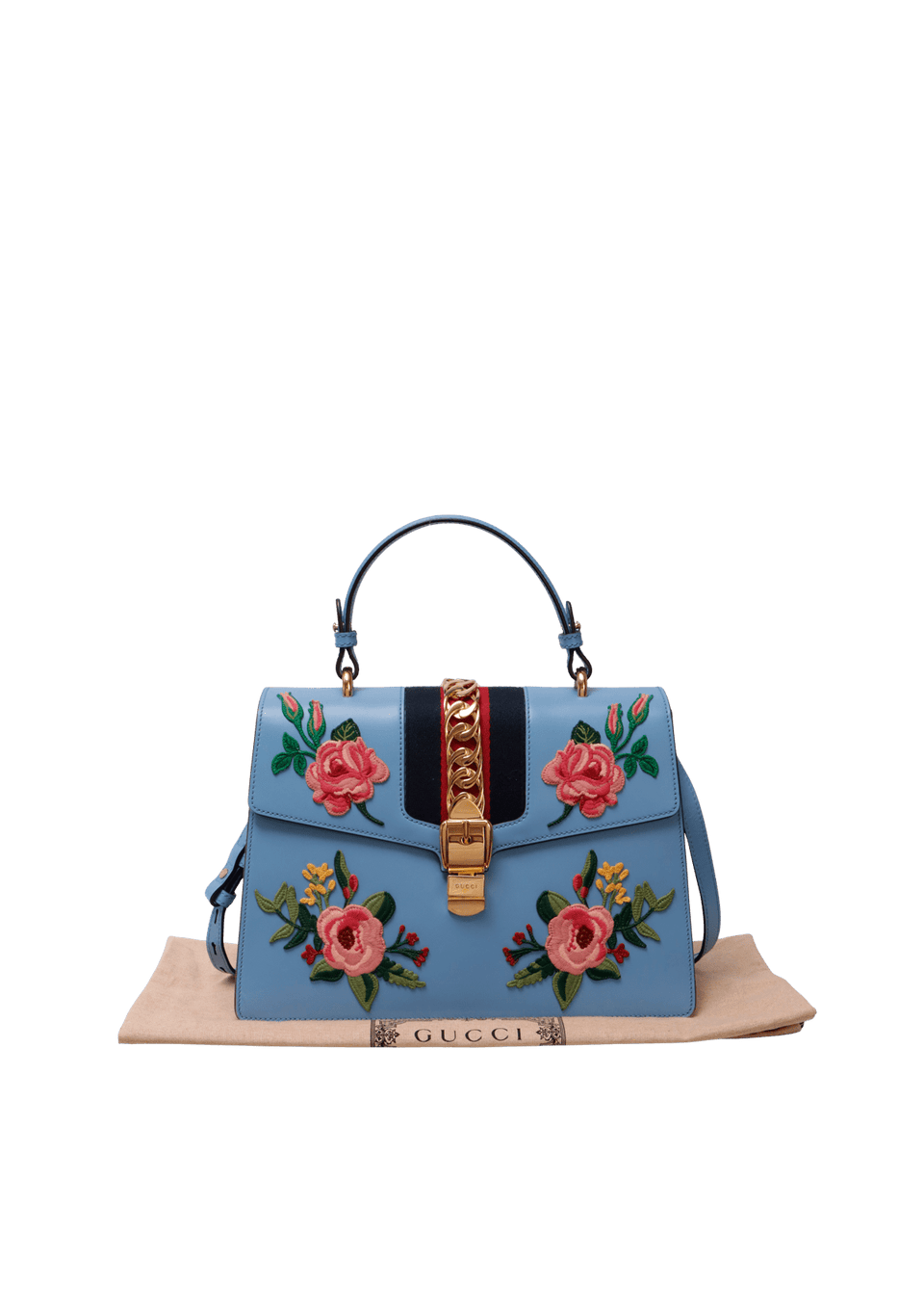 EMBROIDERED SYLVIE TOP HANDLE BAG