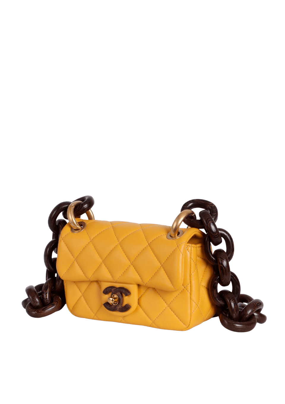 PARIS-DAKAR WENGE WOOD CLASSIC RECTANGULAR MINI FLAP BAG