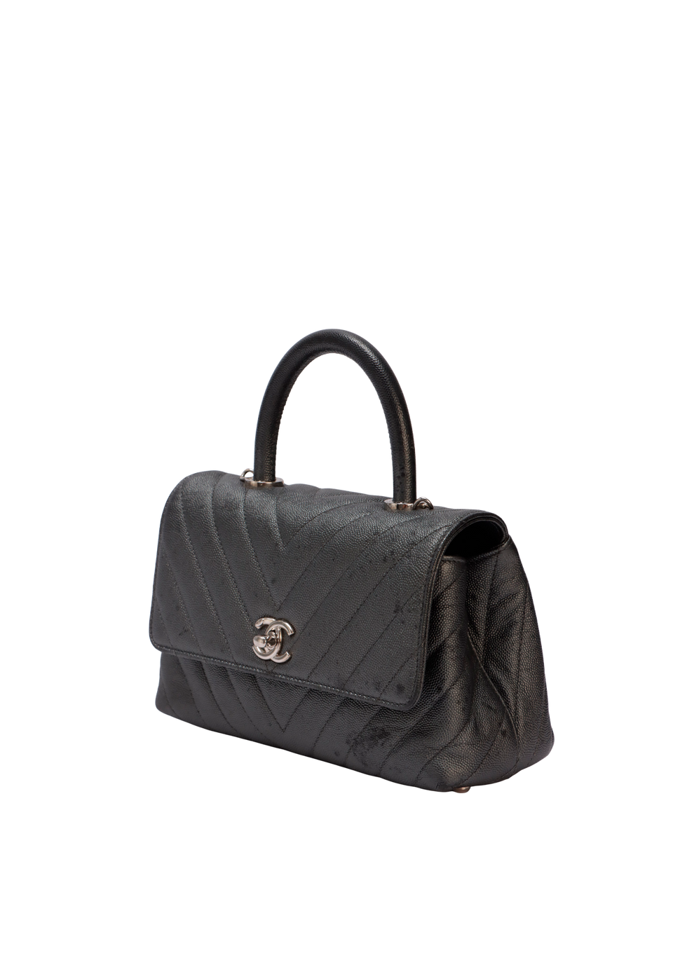 SMALL CHEVRON COCO HANDLE BAG CAVIAR