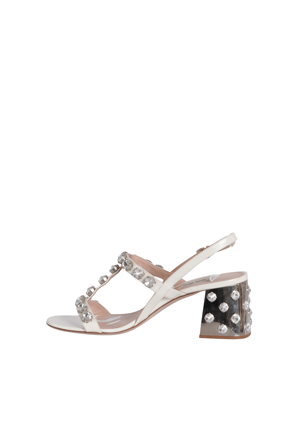 LEATHER CRYSTAL EMBELLISHMENTS SANDALS 40