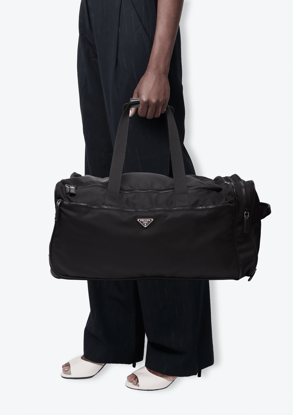 SAFFIANO LUX TRIMMED TESSUTO BOSTON BAG