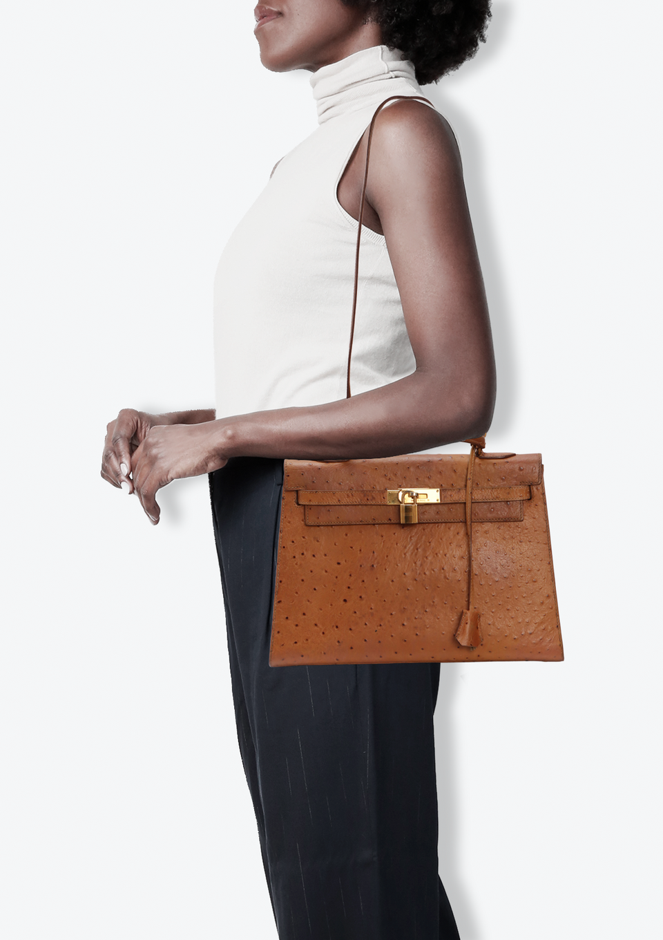 VINTAGE OSTRICH KELLY SELLIER 32