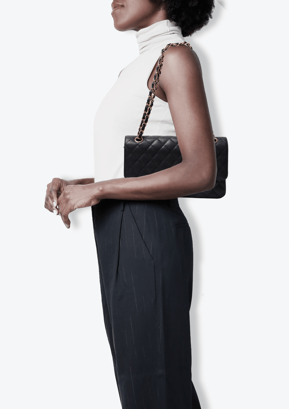 MEDIUM CLASSIC DOUBLE FLAP CAVIAR