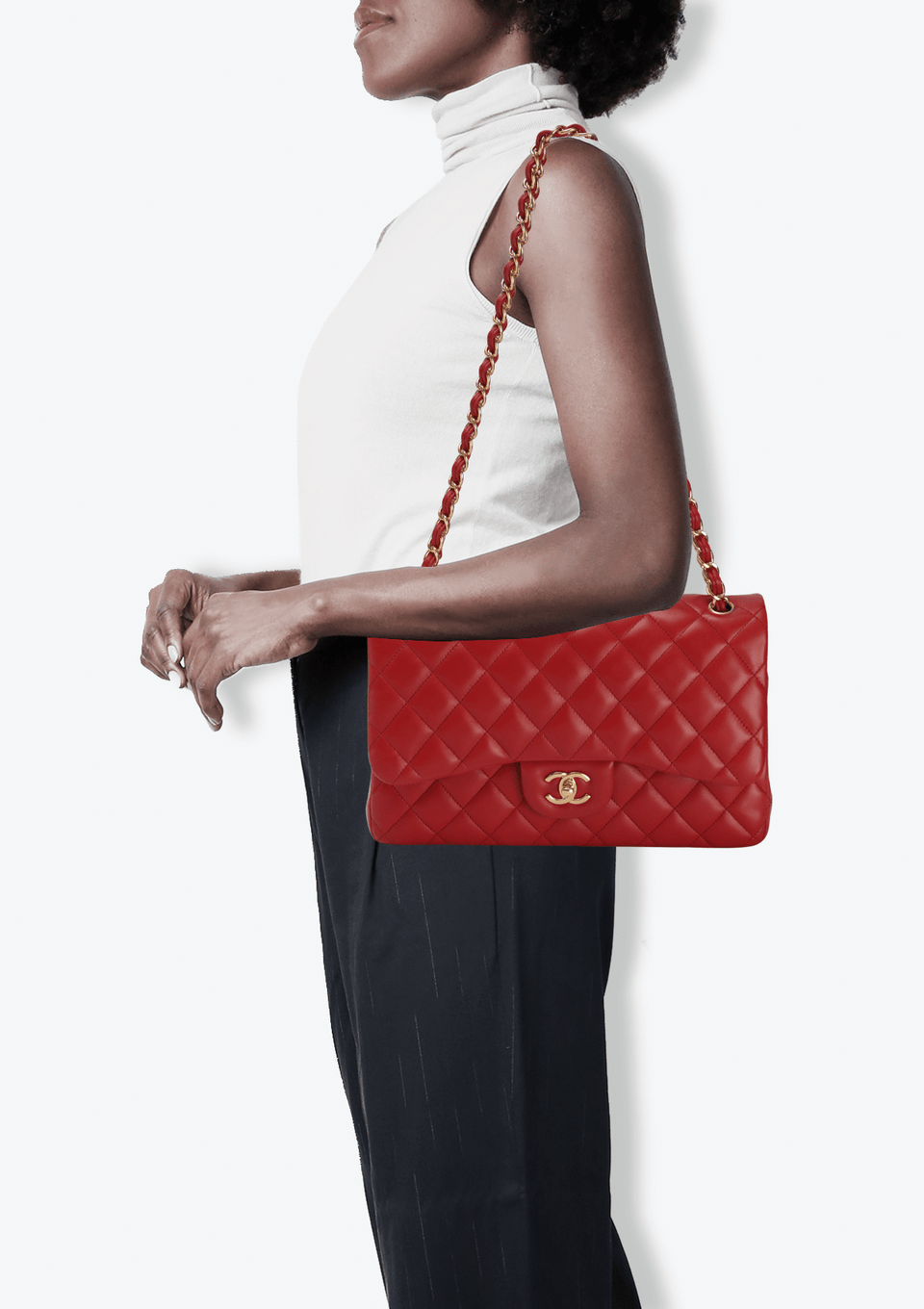 JUMBO CLASSIC DOUBLE FLAP LAMBSKIN