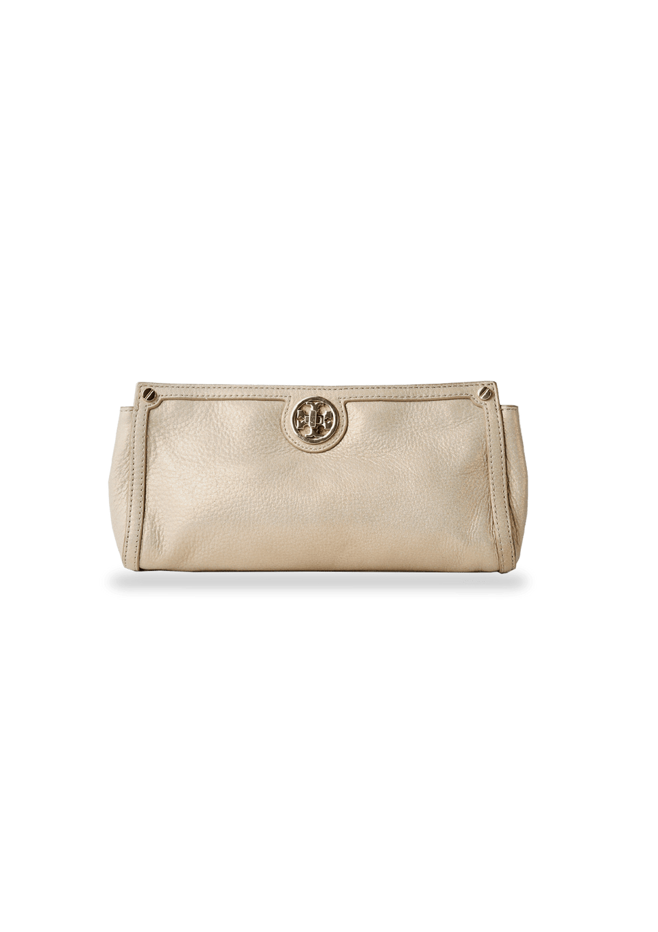 METALLIC LEATHER CLUTCH TORY BURCH BEGE ORIGINAL