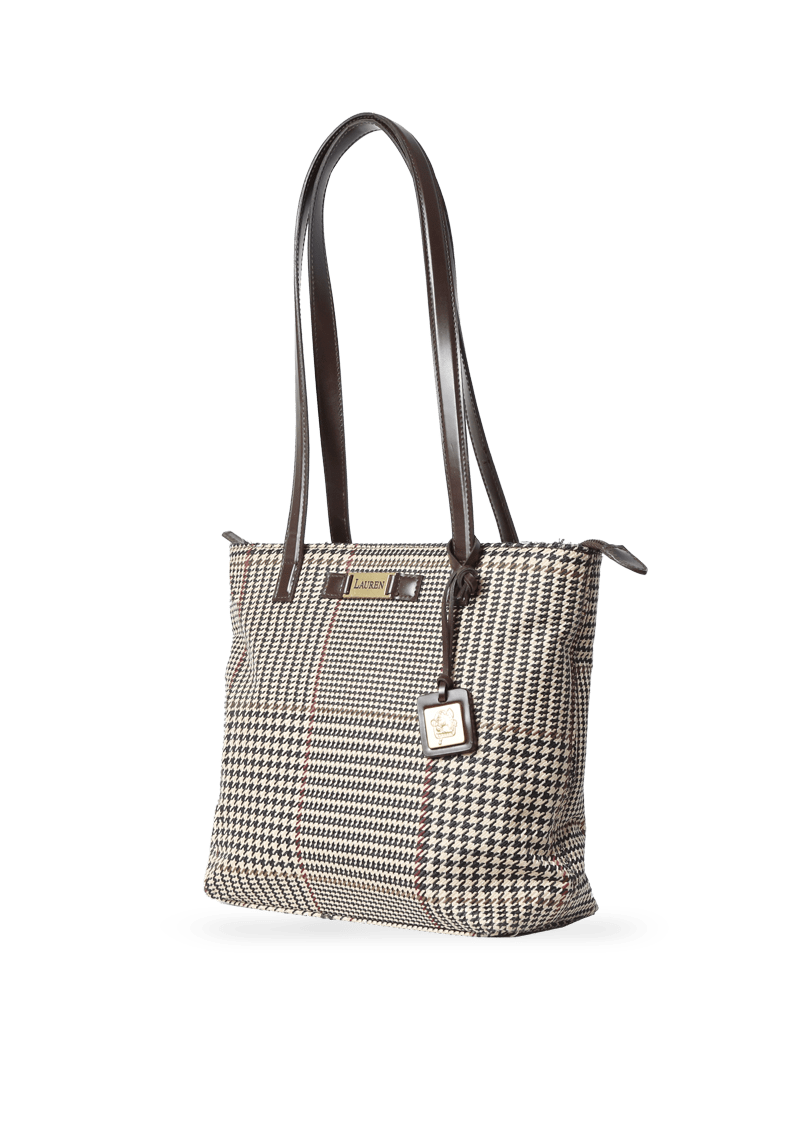 LEATHER TRIMMED HOUNDSTOOTH BAG RALPH LAUREN Gringa