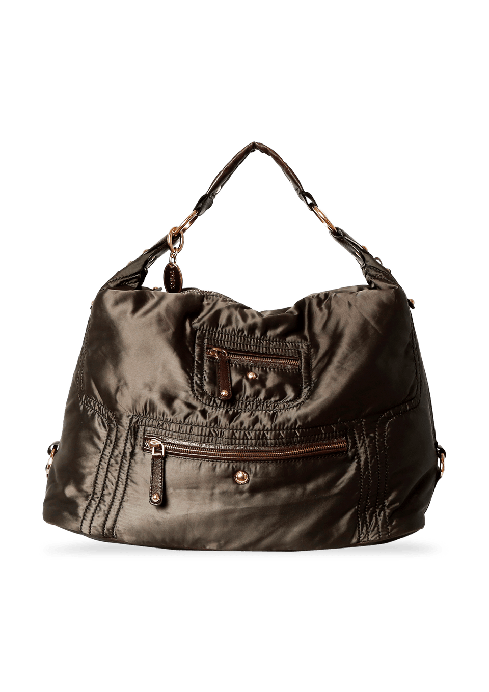 LEATHER TRIMMED NYLON HOBO