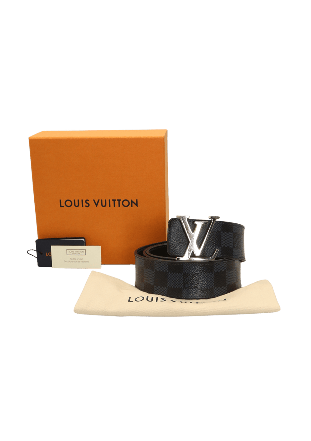 Cinto Louis Vuitton Reversible Initiales Cinza