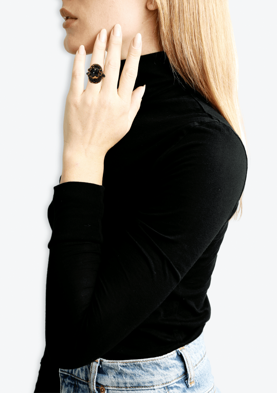 FAUX PEARL FLORAL COCKTAIL RING