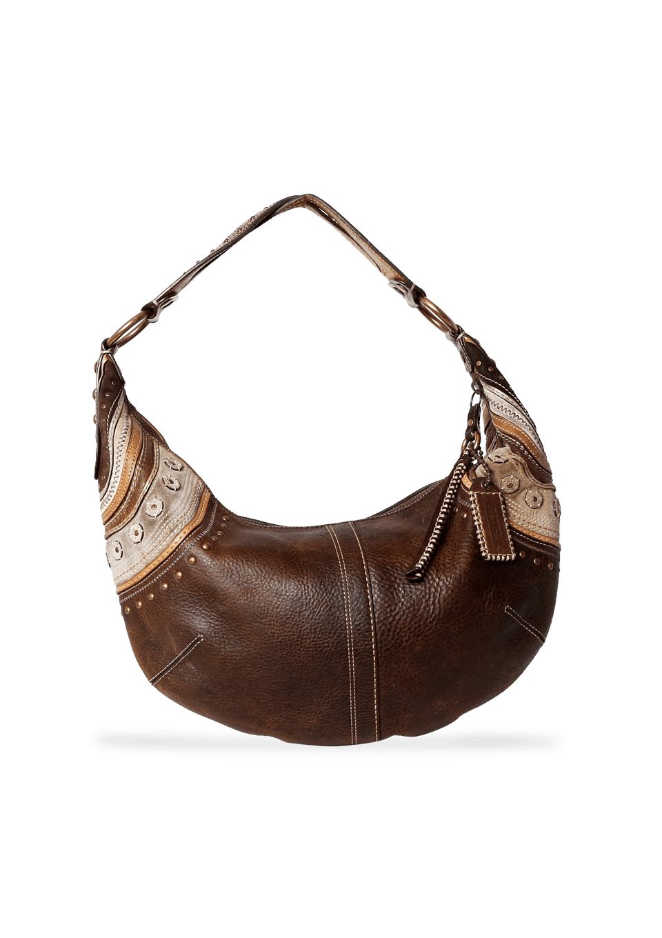 BOLSA BOHO CHIC SADDLE BAG COACH MARROM ORIGINAL