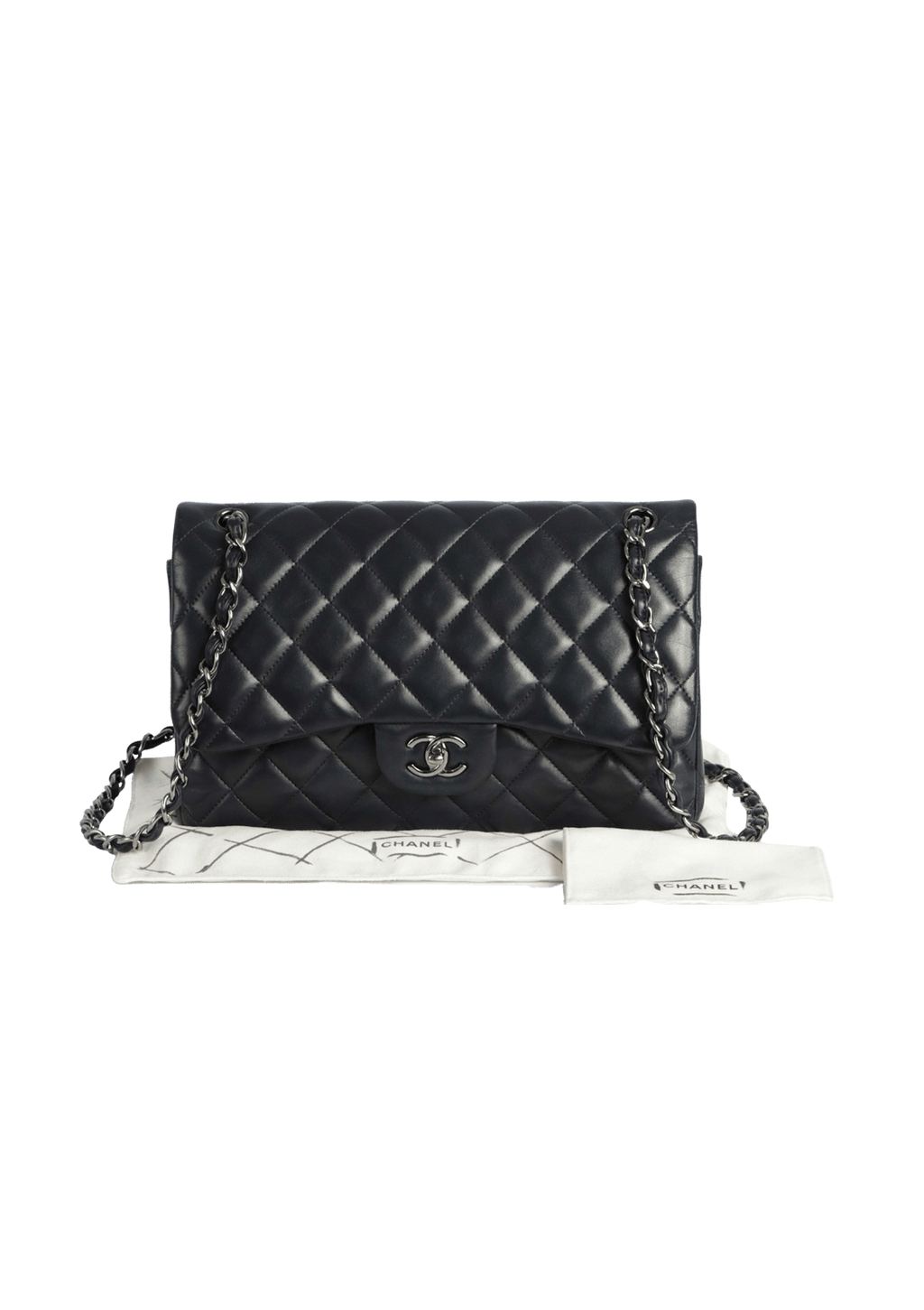 BOLSA CHANEL JUMBO CLASSIC DOUBLE FLAP LAMBSKIN AZUL ORIGINAL Gringa