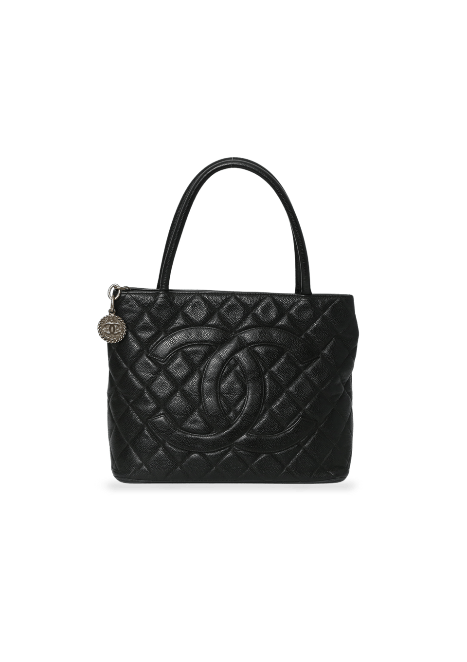 MEDALLION QUILTED CAVIAR TOTE