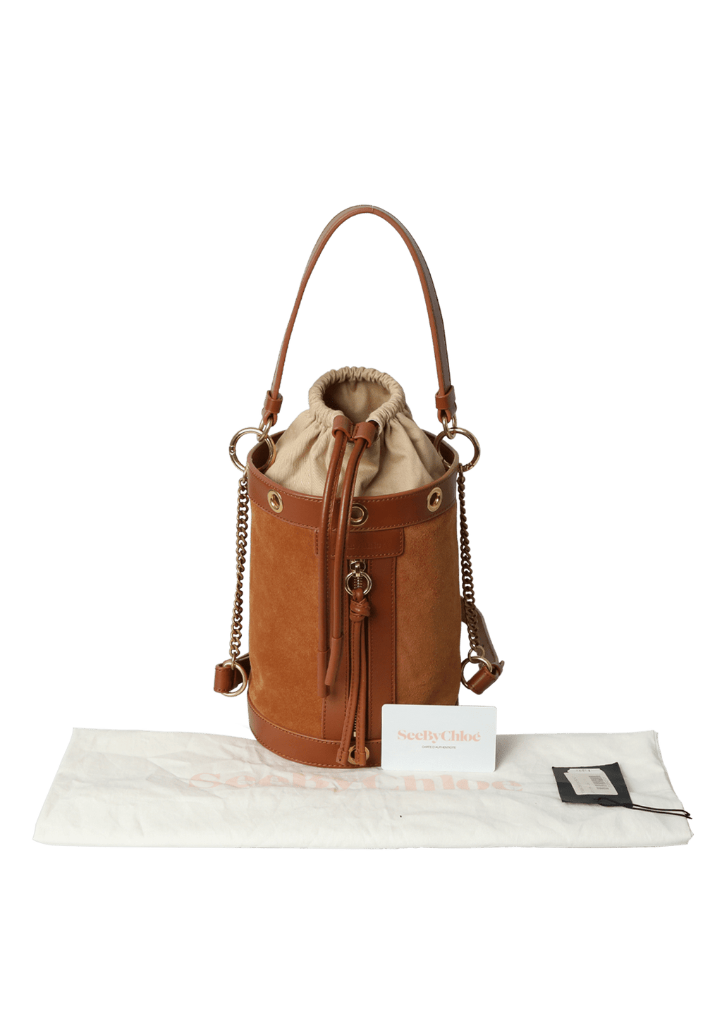 BOLSA CHLO DEBBIE SUEDE BUCKET BAG MARROM Gringa