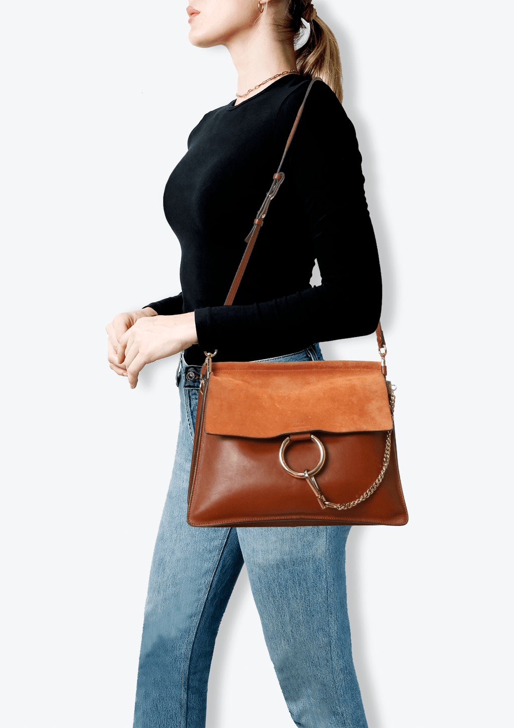 BOLSA CHLOÉ MEDIUM FAYE BAG MARROM ORIGINAL – Gringa