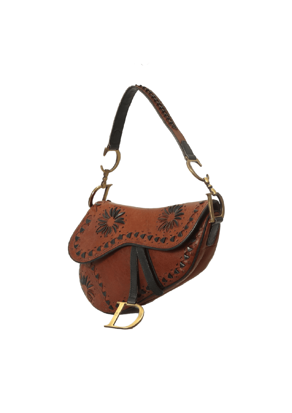 BOLSA CHRISTIAN DIOR LIMITED EDITION LASER CUT SADDLE BAG MARROM