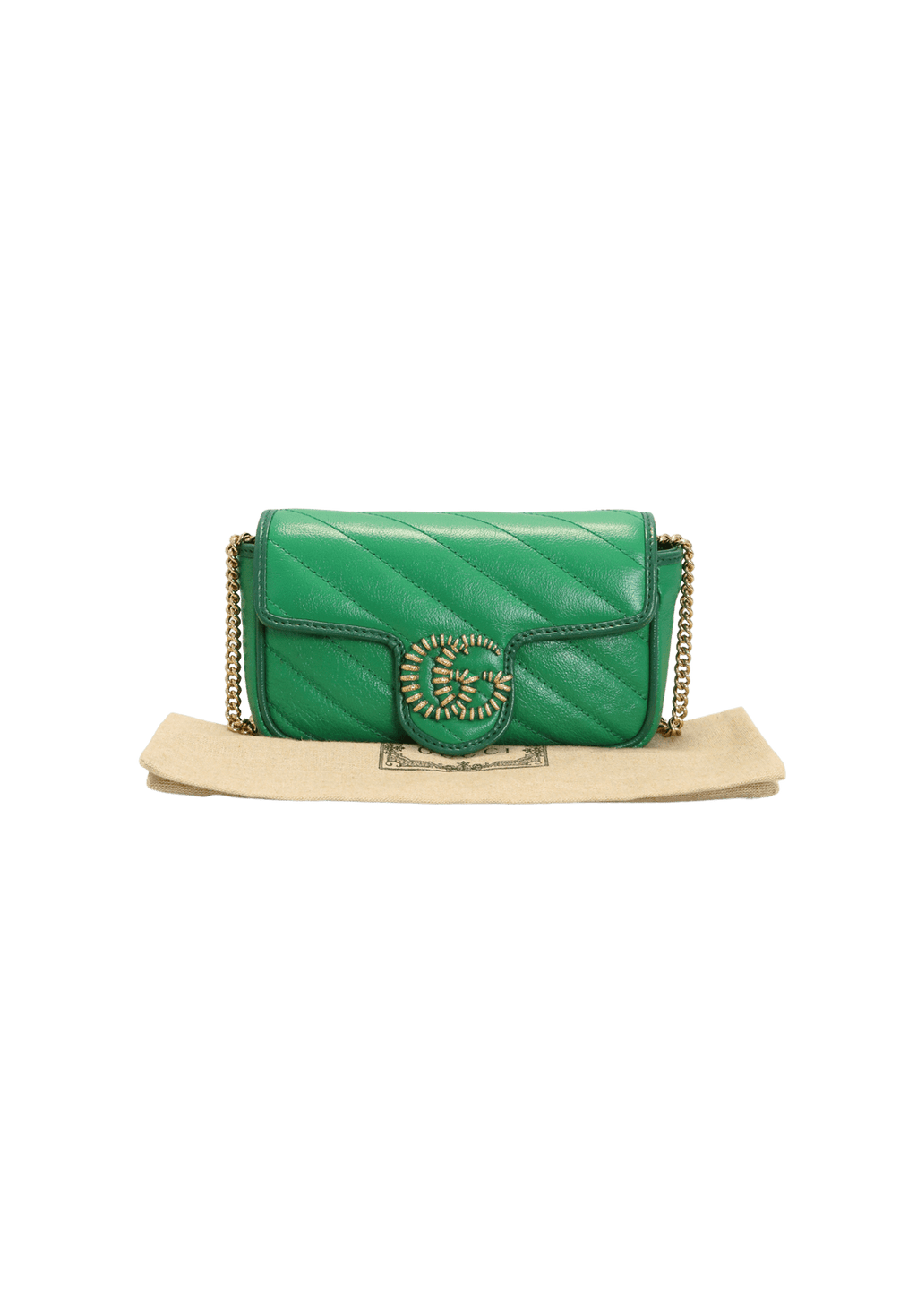 BOLSA GUCCI CALFSKIN MARMONT MATELASSE MEDIA VERDE