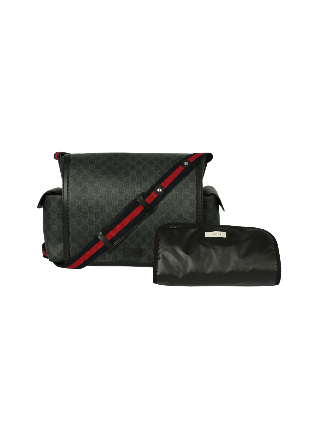 BOLSA GUCCI GG SUPREME MONOGRAM WEB MESSENGER DIAPER BAG PRETO ORIGINAL