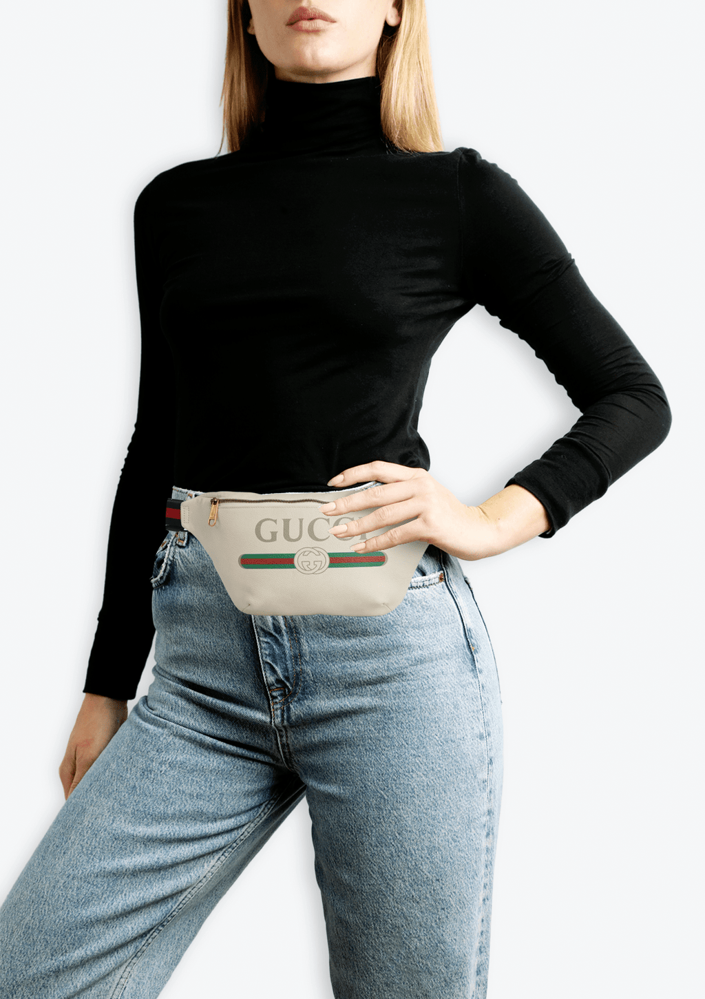 BOLSA GUCCI LOGO PRINT BELT BAG OFF WHITE ORIGINAL – Gringa