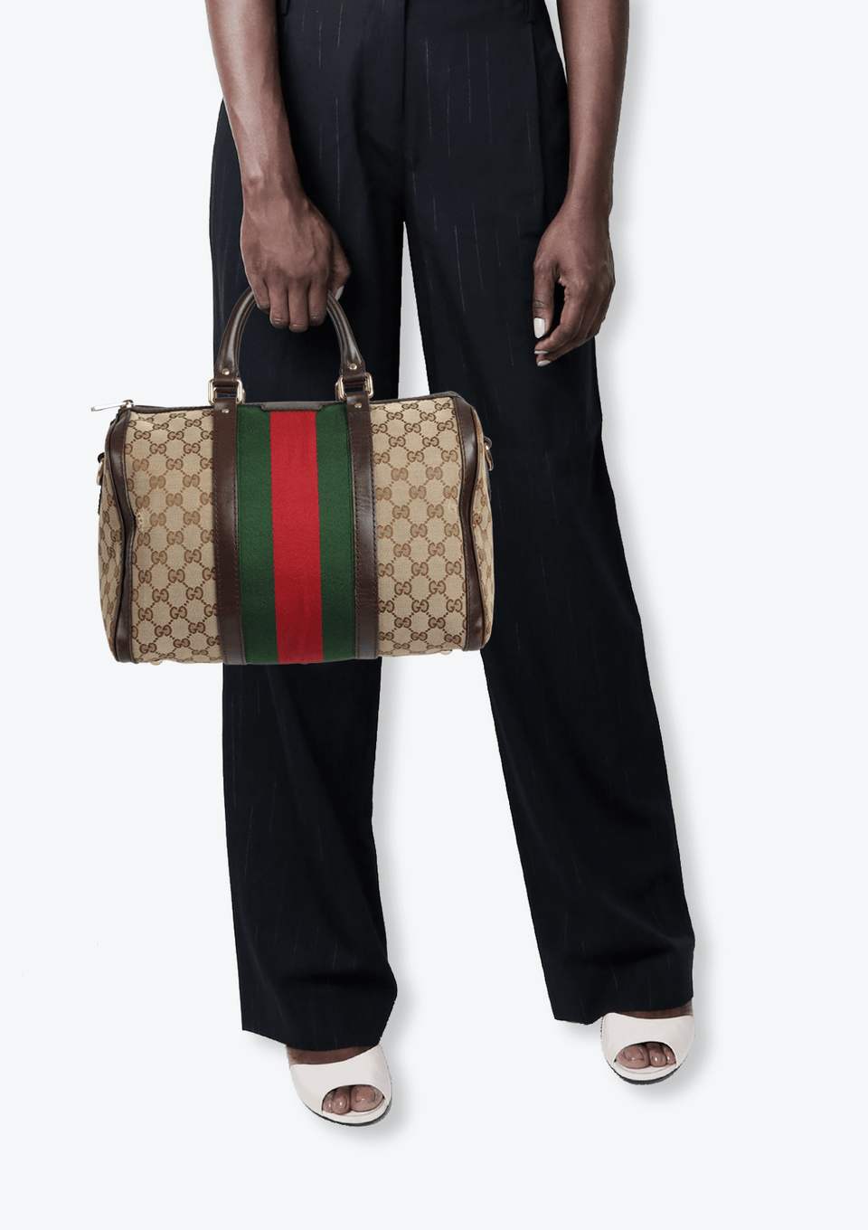 MONOGRAM VINTAGE WEB MEDIUM BOSTON BAG
