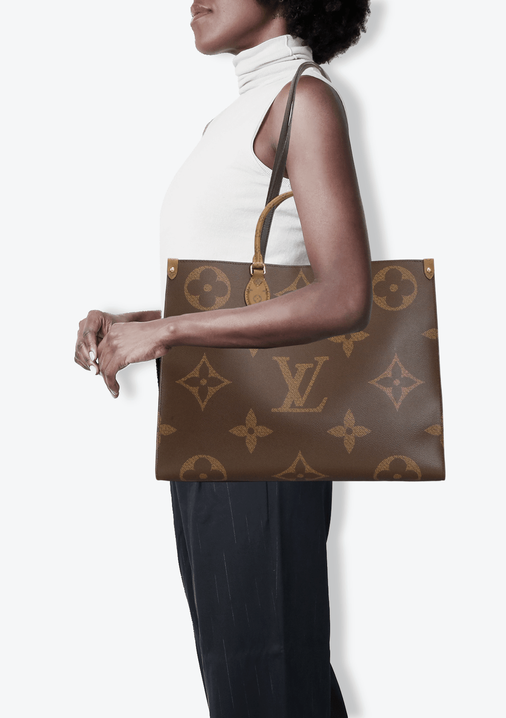 LOUIS VUITTON Onthego GM Reverse Monogram Giant Canvas Shoulder Bag Br