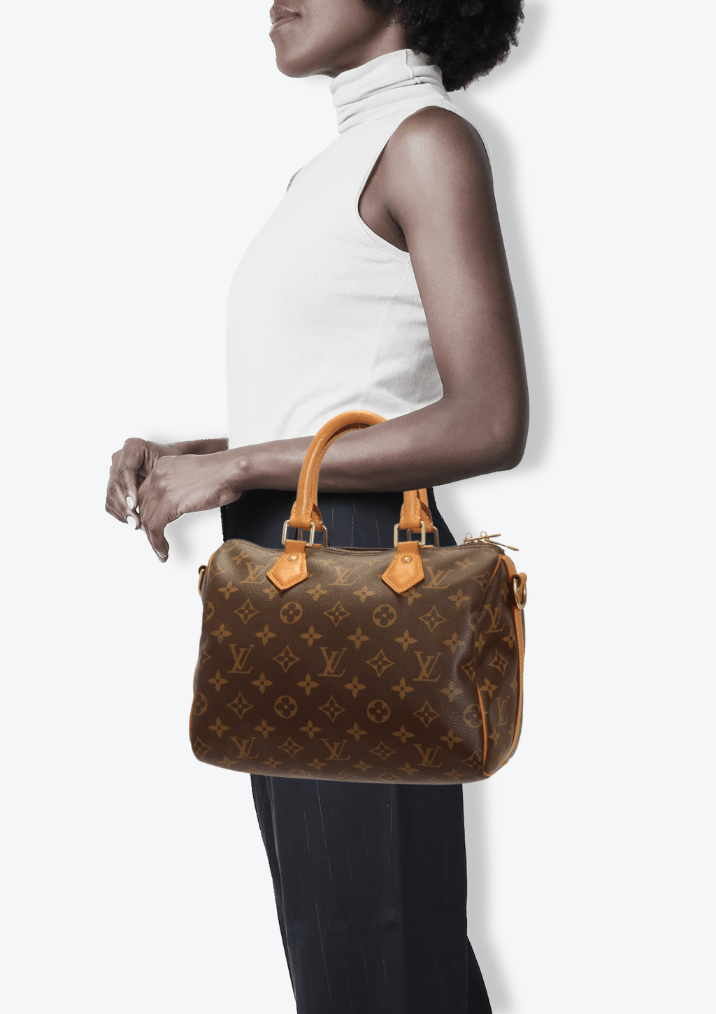 BOLSA LOUIS VUITTON MONOGRAM SPEEDY 25 BANDOULIÈRE MARROM ORIGINAL