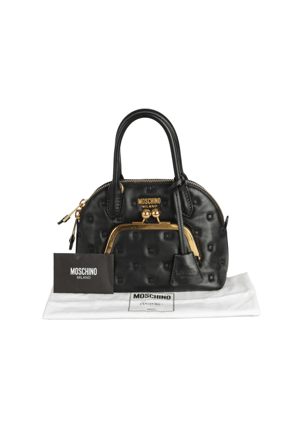 BOLSA MOSCHINO LEATHER HANDLE BAG PRETO ORIGINAL Gringa