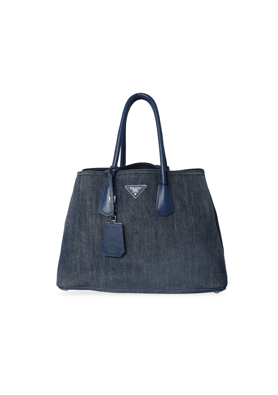 DENIM SAFFIANO DOUBLE CUIR BAG