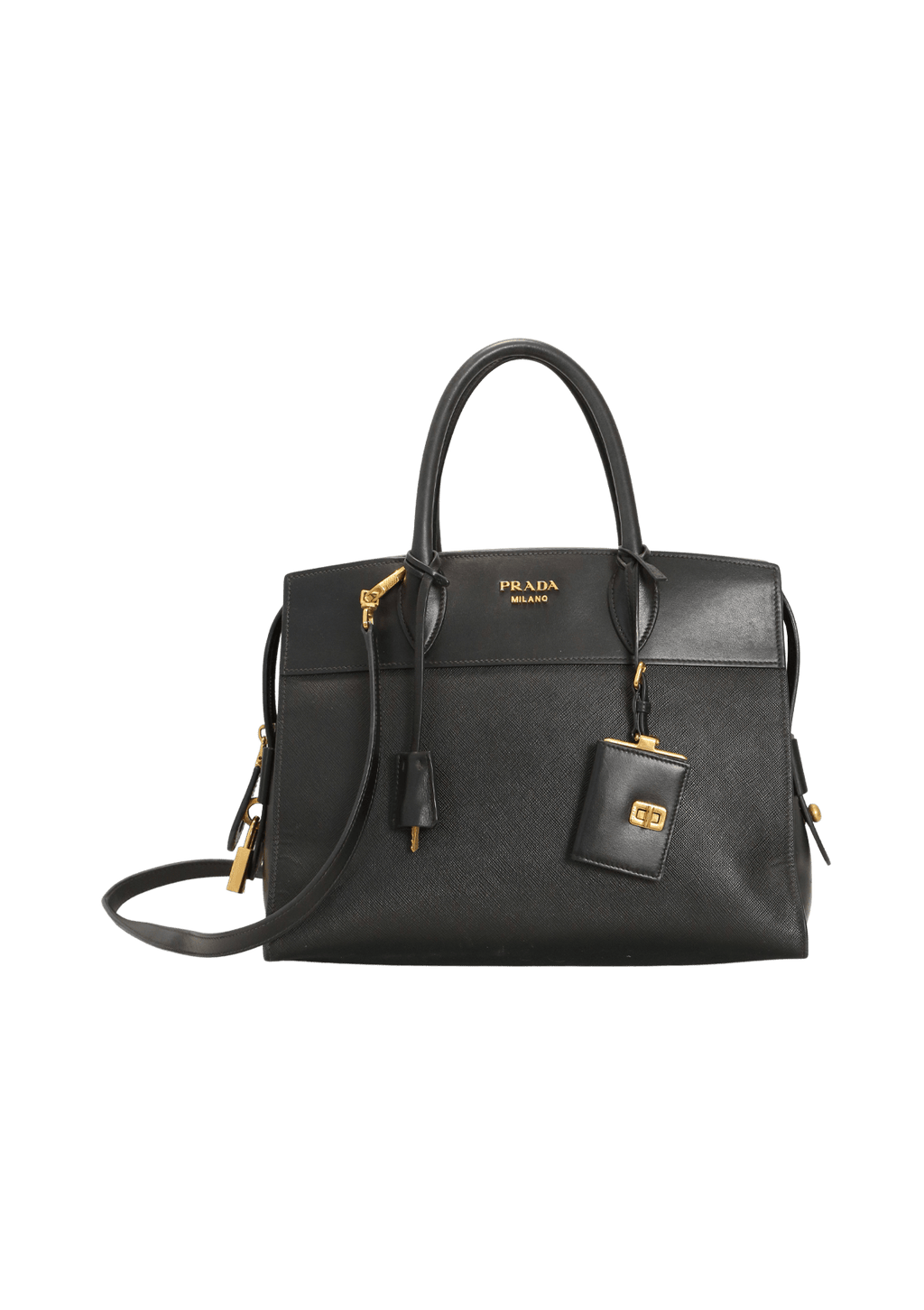 Prada Medium Saffiano-Trimmed City Calf Esplanade Bag