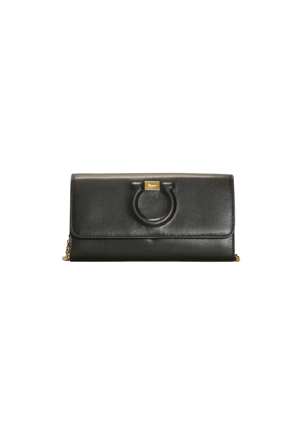 Ferragamo Gancini Leather Wallet on Chain
