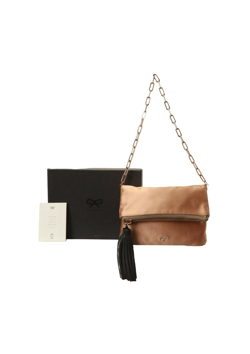 Bolsa Anya Hindmarch Leather Tassel Clutch Rosa Original Gringa