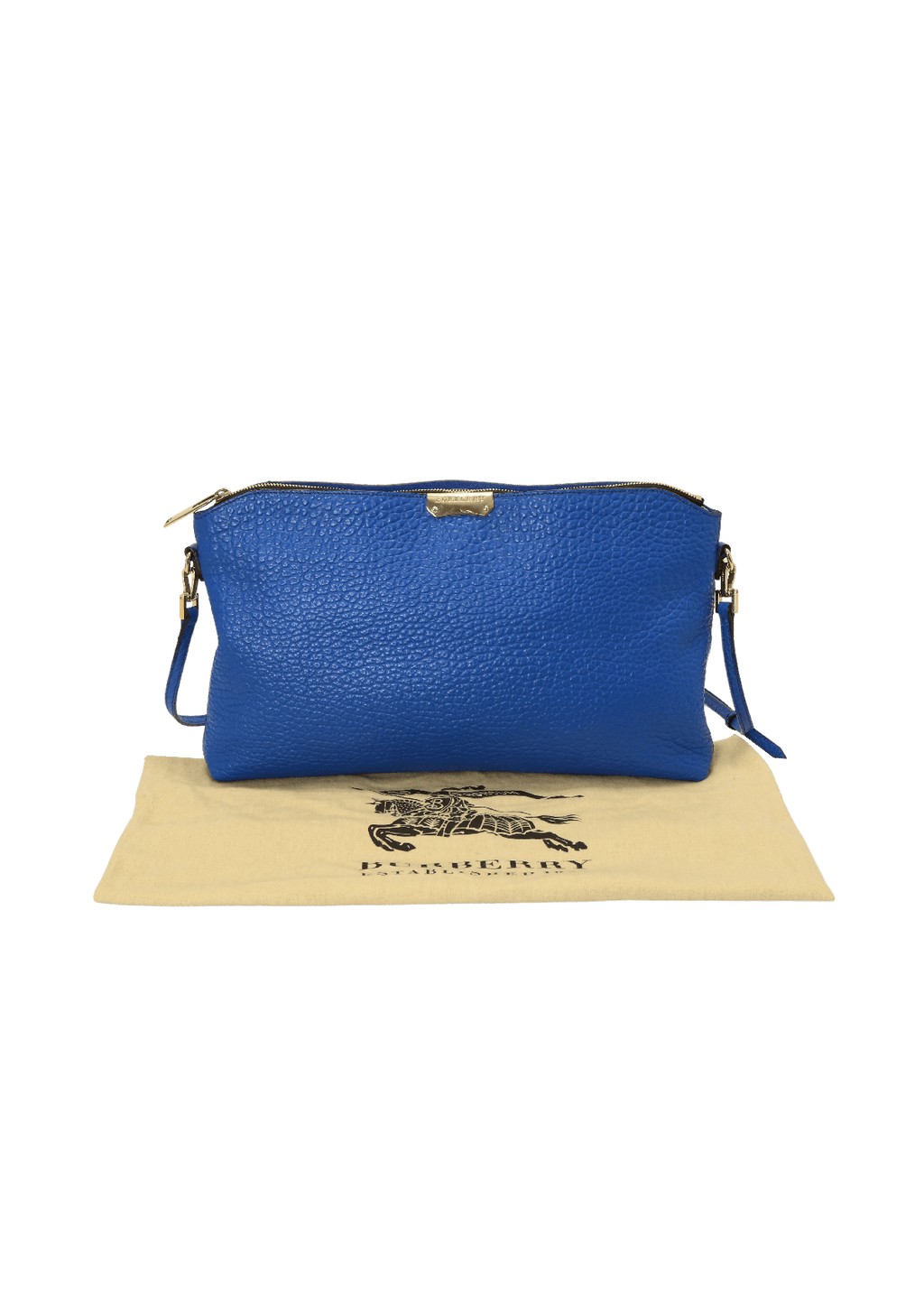 Bolsa Burberry Signature Grain Calfskin Azul Original Gringa