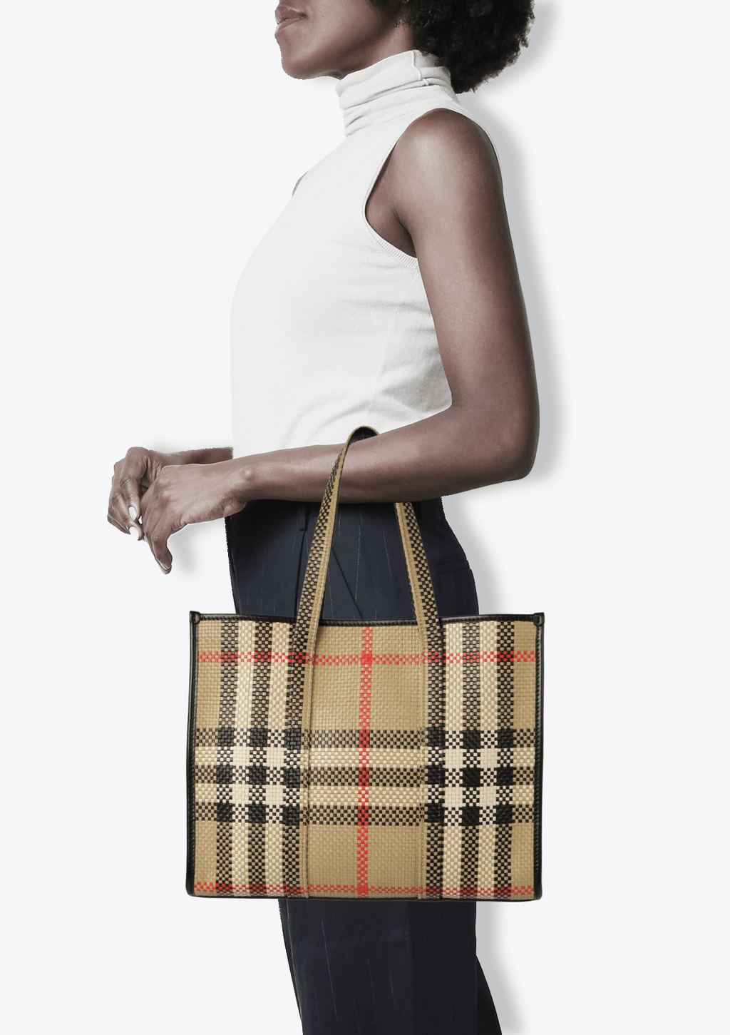 Bolsa Burberry Vintage Check East West Book Tote Bege Original