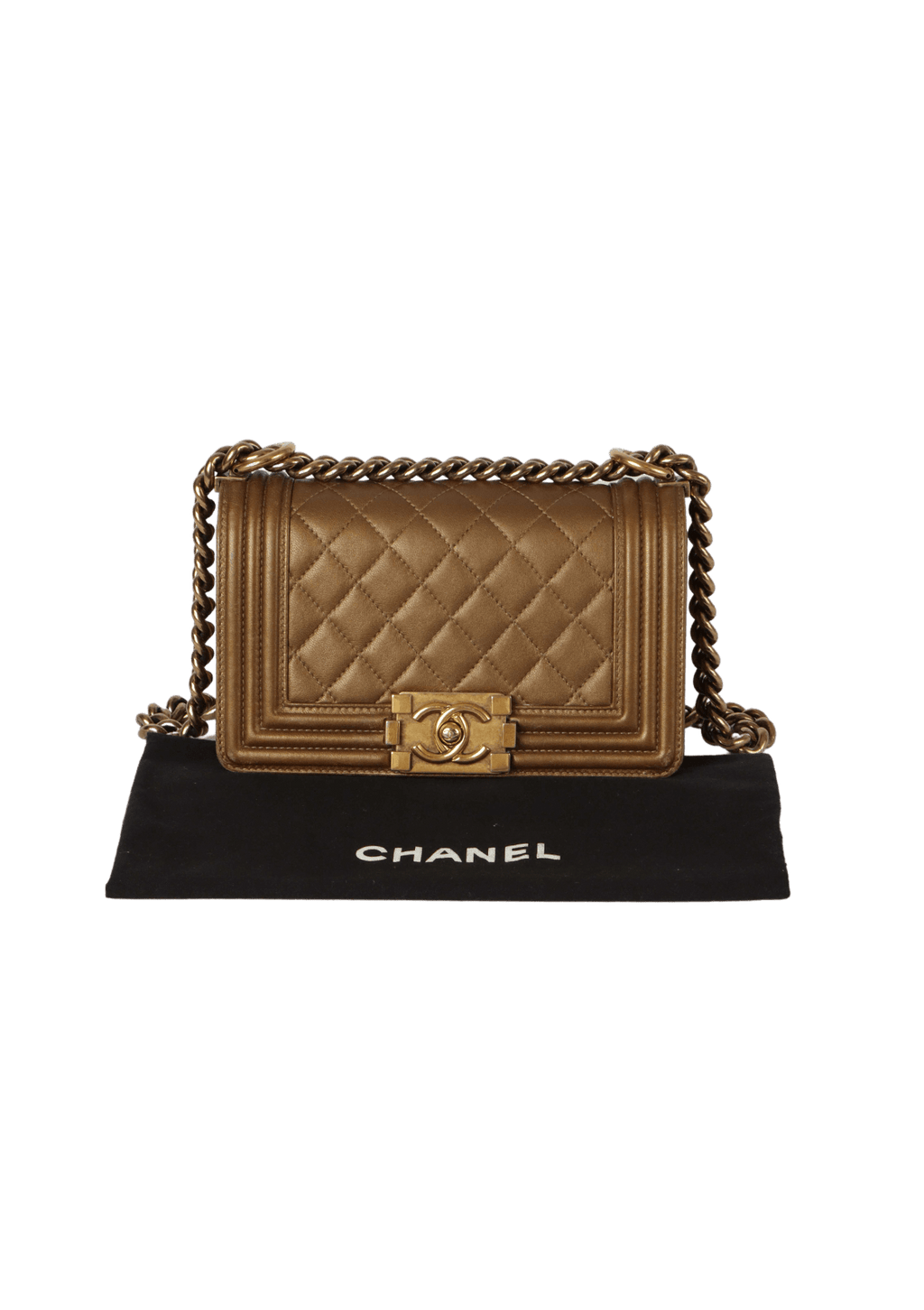 Bolsa Chanel Small Boy Bag Dourada Original Gringa