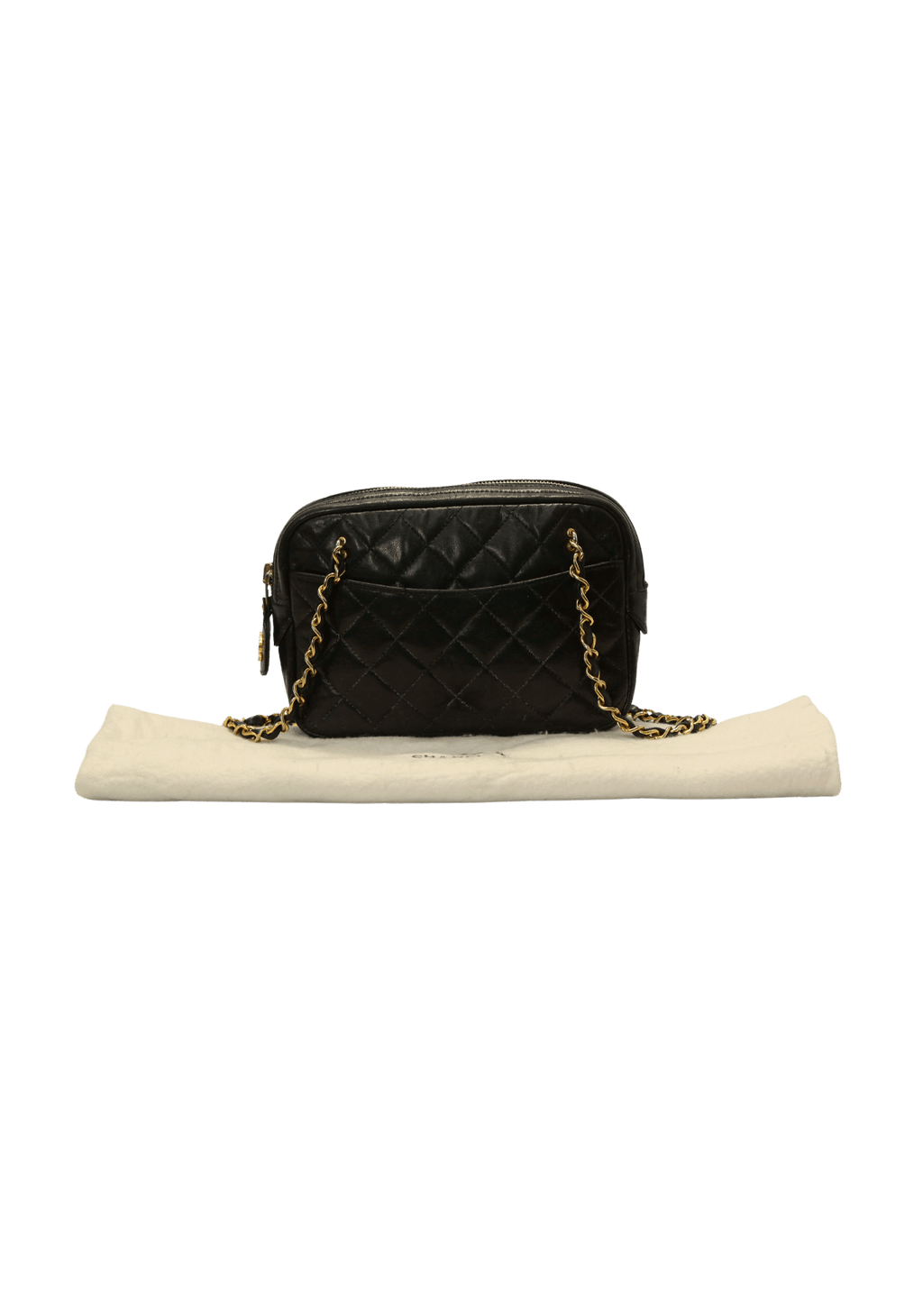 Bolsa Chanel Vintage Quilted Camera Bag Preta Original Gringa