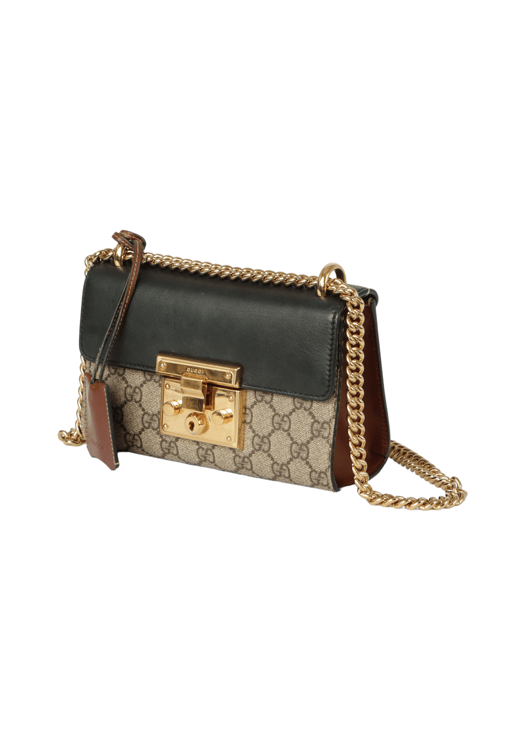 Autêntica bolsa de ombro GUCCI 114915 bege lona couro marrom