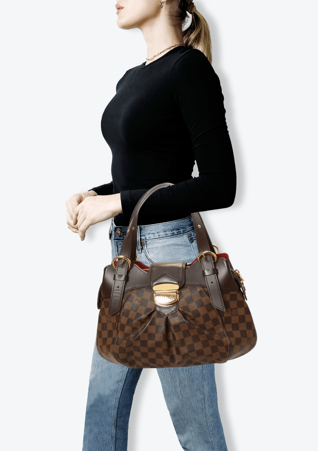 Bolsa Louis Vuitton Damier Ébène Sistina PM Marrom Original – Gringa