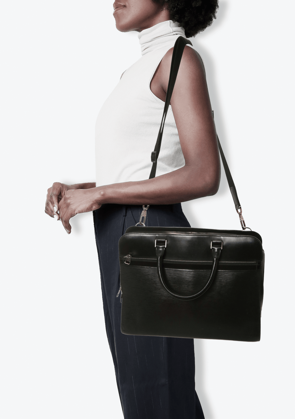 Louis Vuitton Black Epi Leather Bassano MM Bag