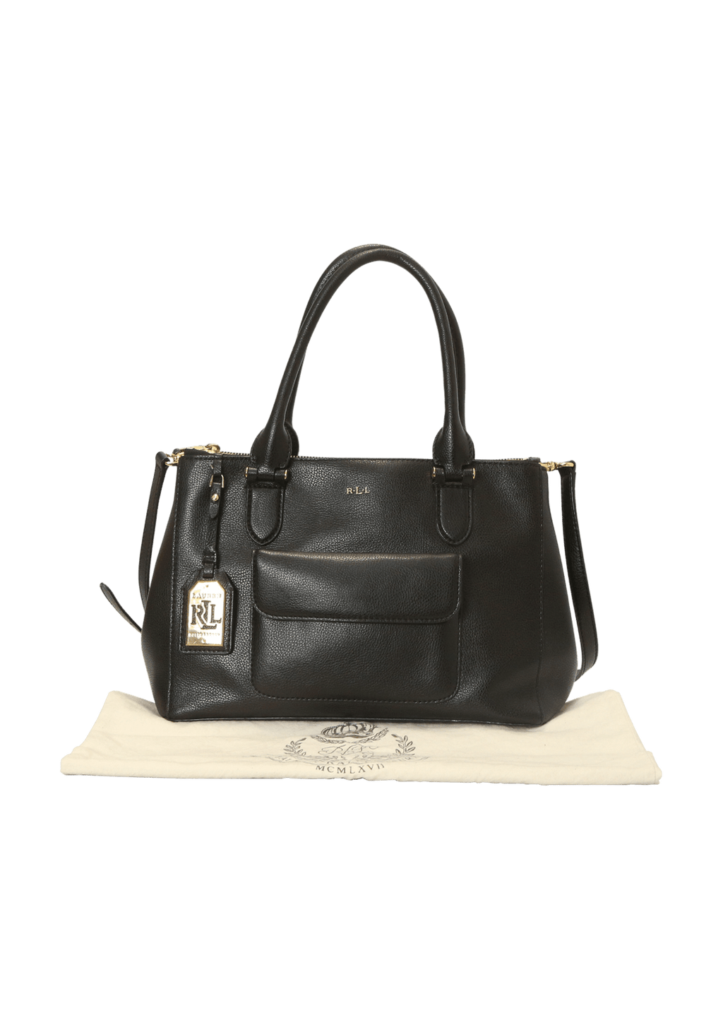 Bolsa Ralph Lauren Leather Tote Bag 5 Preta Original Gringa