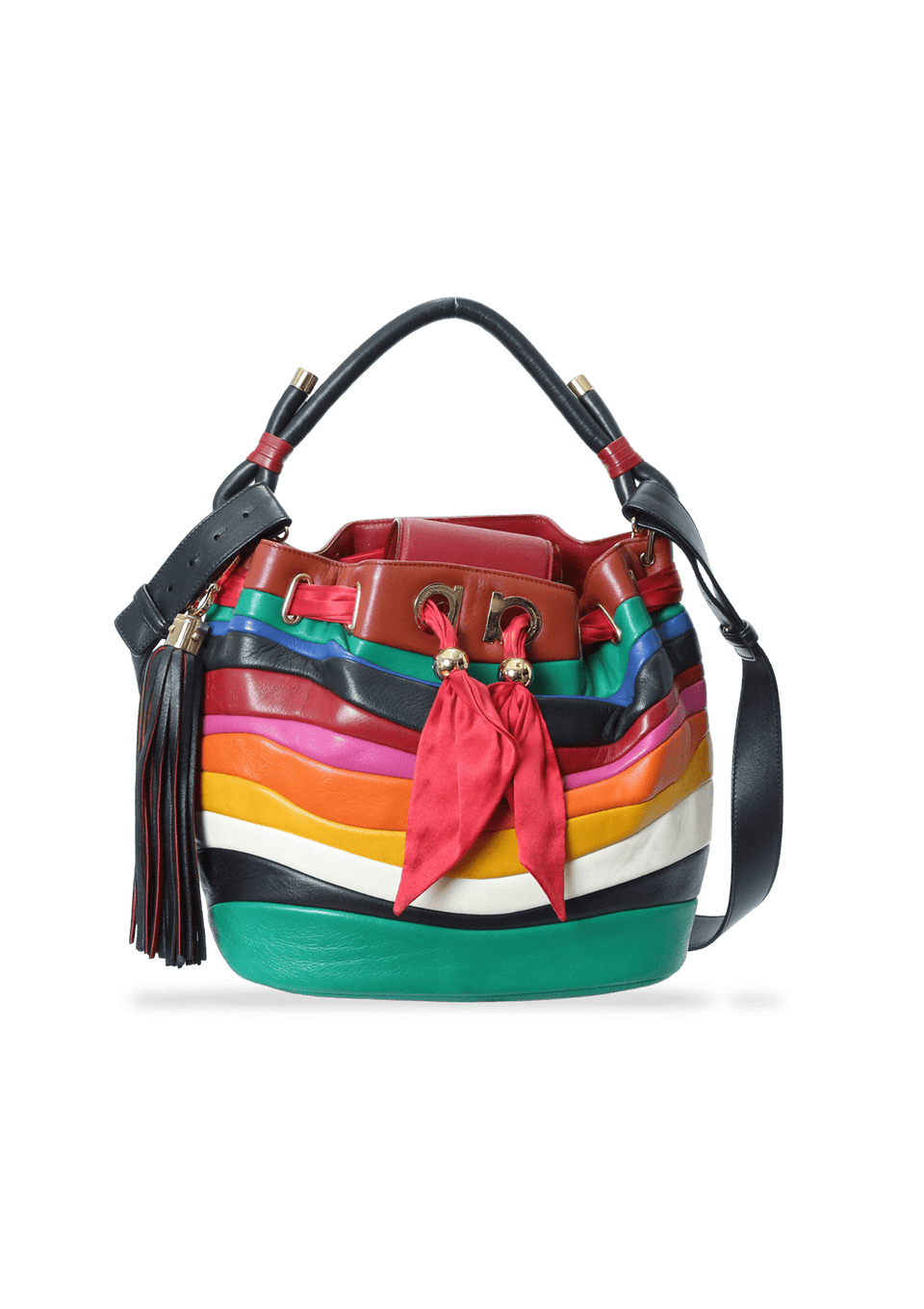 MULTICOLOR LEATHER BUCKET BAG