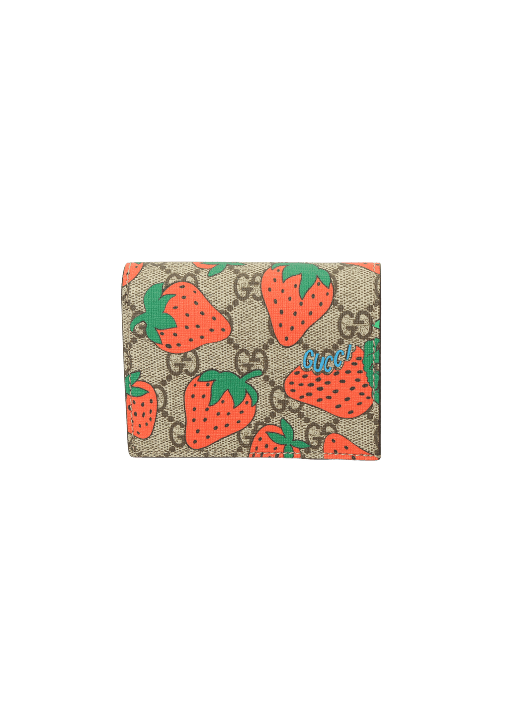 Carteira Gucci GG Supreme Strawberry Wallet Cinza Original Gringa