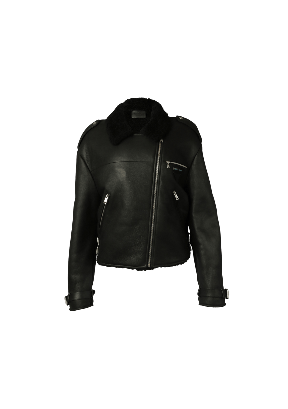 SHEARLING LEATHER BIKER JACKET 36