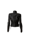 BLACK GOLD STUDDED LEATHER BIKER JACKET 32