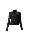 BLACK GOLD STUDDED LEATHER BIKER JACKET 32