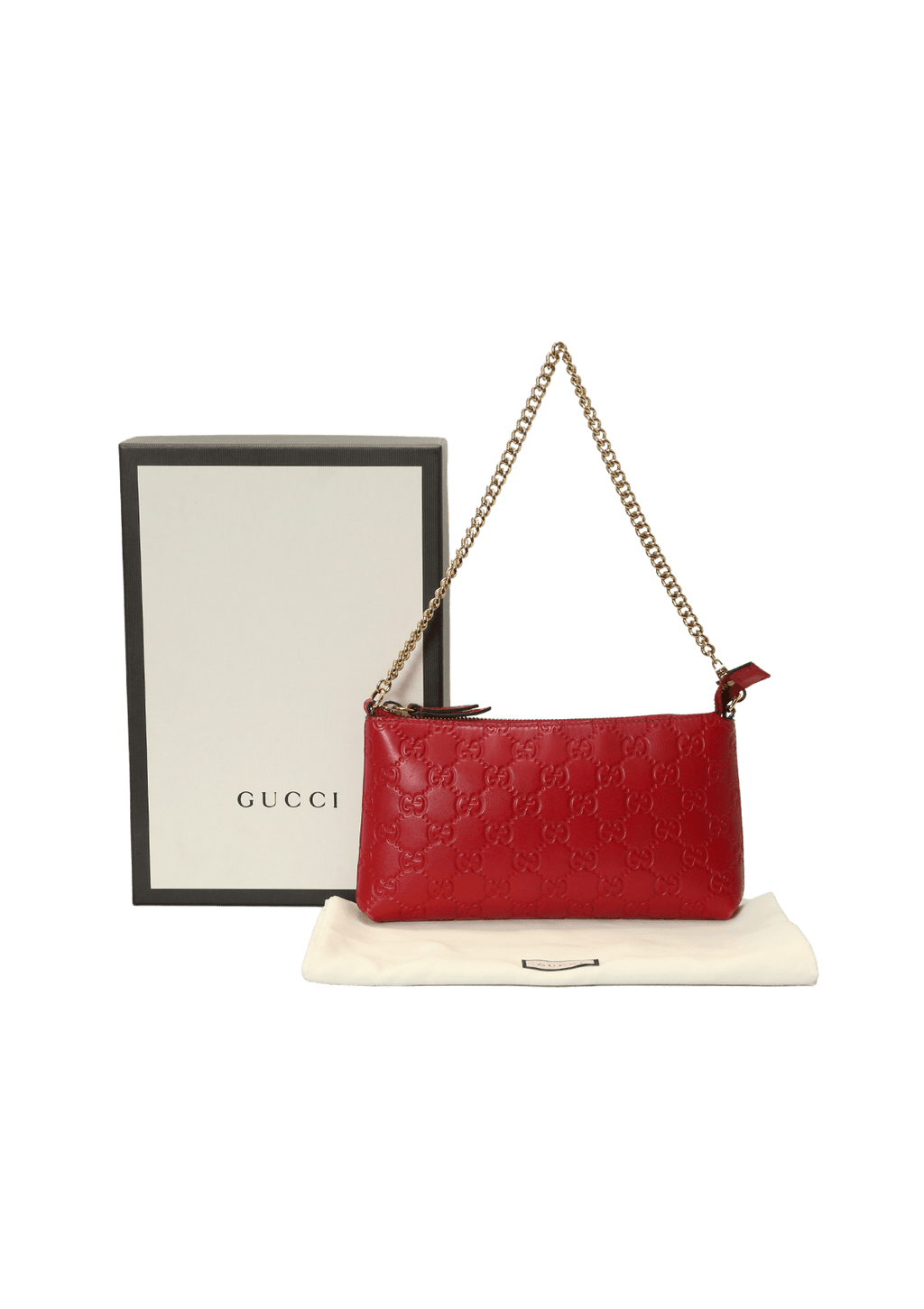 Gucci Guccissima Leather Signature Wrist Wallet on Chain Pochette Bag