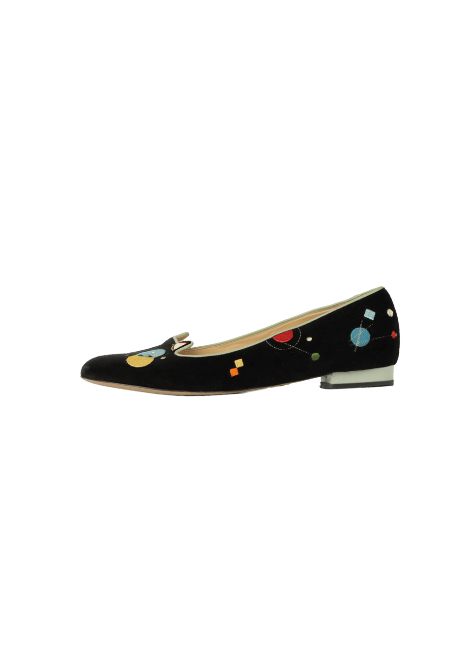 ABSTRACT KITTY VELVET FLATS 38.5