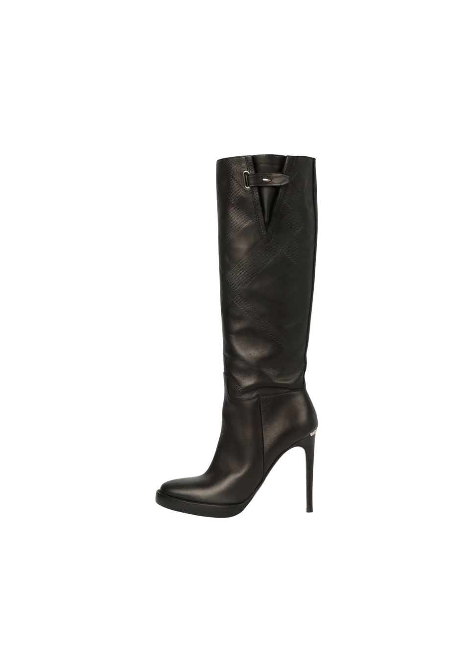 CHECK LEATHER BOOTS 36